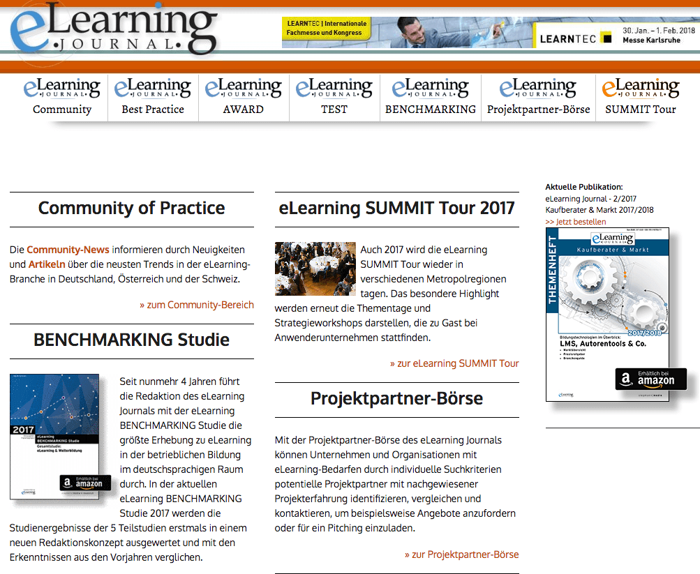 Beispiel für E-Learning Journale: eLearning Journal