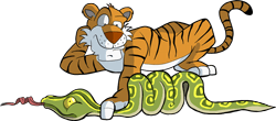 Eine Grafik mit Tiger und Schlange aus dem Projektmanagement-Planspiel Ubange Safari